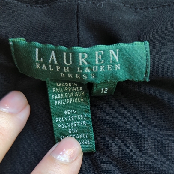 Lauren Ralph Lauren Black Ruched Midi Sleeveless Dress - Picture 2 of 4